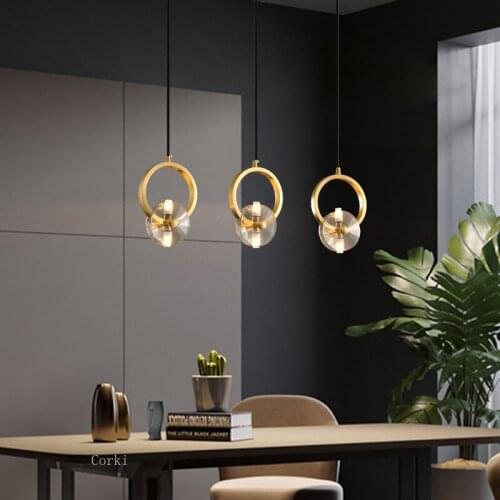 Minimalist Led Pendant Lights Copper Hanging Lamp Crystal Pendant Lamp Dining room Nordic Bedroom Kitchen suspension fixtures