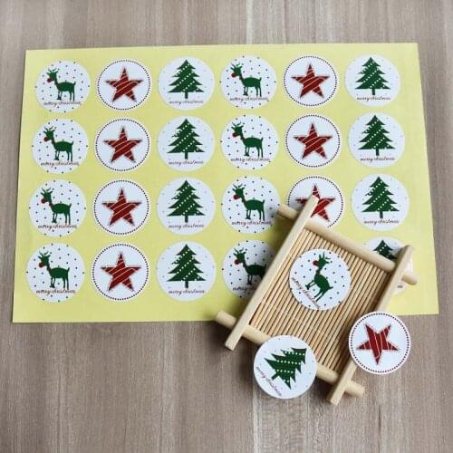 60pcs Christmas Sticker Elk Christmas Tree Star Design Baking Paper Label Packaging Gift Bags Sealing Stickers Christmas Decor
