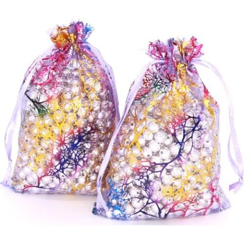 Wholesale 50pcs 9x12cm/10x14cm/13x18cmOrganza Jewelry Bags Customize Logo Fashion Gift Bag Drawstring Bag Display Bags Hot Sale
