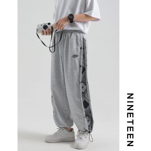 Autumn 19 student sportswear legged casual pants personality design wide leg pants loose and versatile mens fashion streetwear
