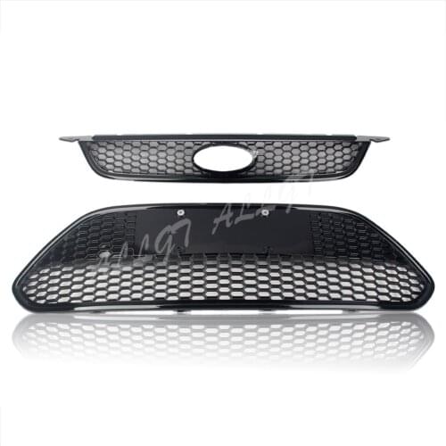 Front Gill+ Lower Grille Bumper Honeycomb For Ford Focus Hatchback Sedan 2009 2010 2011 2012 2013 2014 2015