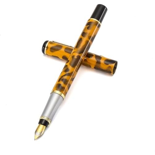 Baoer [Brilliant] Fountain ink Pen, Leopard Gilding color Barrel, Gold Arrow Clip, Medium Nib, Office School Writing Gift F260