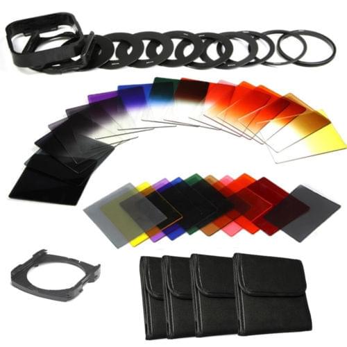 40in1 Full kit ND2 4 8 16+Color Square filter kit for Cokin P+filter Holder+Hood ND Filter Kit For Cokin P Ring Series Camera