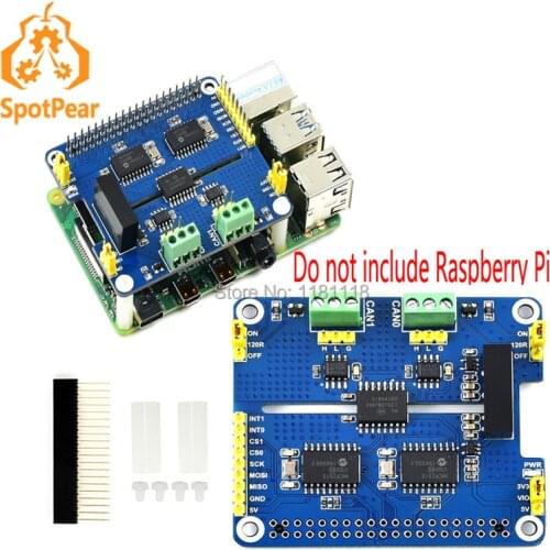 Raspberry Pi 2-Channel Isolated CAN Expansion HAT Dual Chips Solution for Raspberry Pi