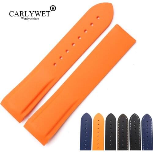 CARLYWET 20 22mm High Quality Rubber Silicone Replacement Wrist Watch Band Strap Belt Loops For Omega Planet Ocean 45 42mm