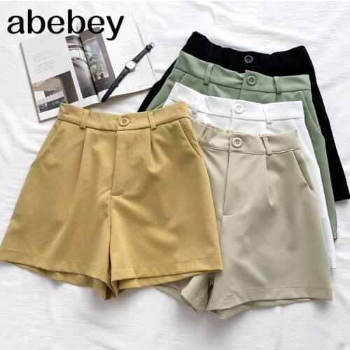 2021 New Summer Women Fashion All-match solid Shorts high waist slim casual Shorts wide leg Shorts