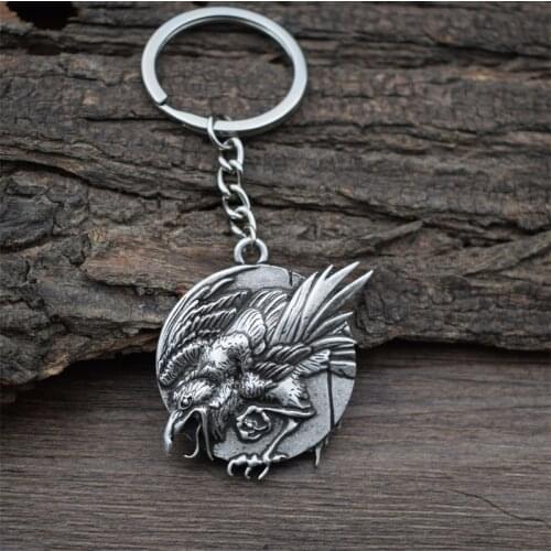 Norse talisman viking wicca raven keychain crow Pendant Amulet Women Men Jewelry