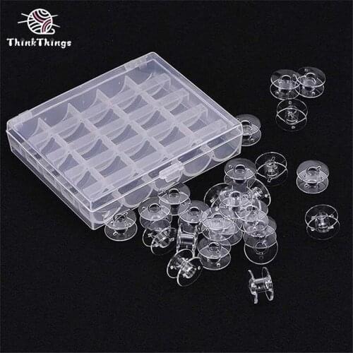 ThinkThings 25Pcs Empty Bobbins Sewing Machine Spools with Case Storage Box Sewing Tool Knitting Accessories