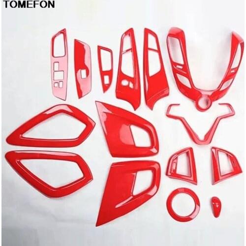 TOMEFON For Hyundai Veloster 2011-2016 ABS Special Carbon Red Color Handle Gear Shift Door Window Switch Botton Car Styling Trim