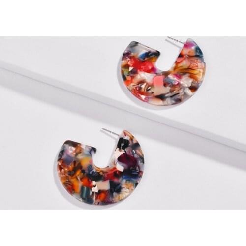 YJX Faiza Resin Drop Earrings Geometric Disc Hoop Dangle Stunning Chic Fall 2018 Hot Collection