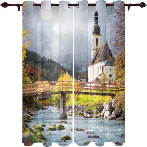 Living Room Curtains San Sebastian Church Modern Home Decor Bathroom Kitchen Bedroom Balcony Floor Valance Curtains