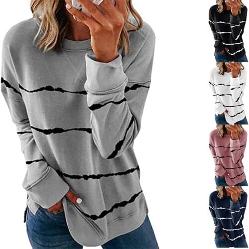 Hoodie women 2021 new fashion top female hot style tie dye printing stripe loose long-sleeved clothes sweatshirt YDJR9931