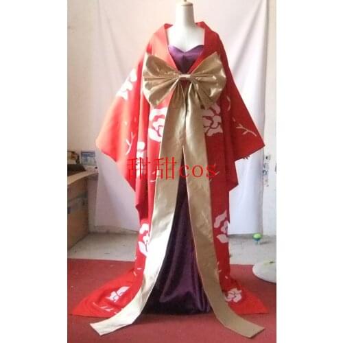 2016 xxxHolic Ichihara Yuuko Cosplay Women Red Long Floral Kimono Dress