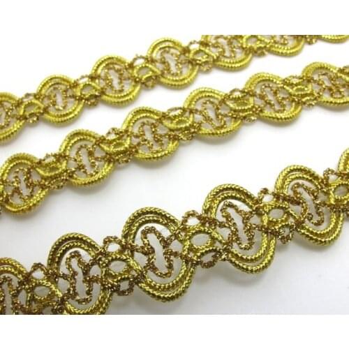 2 Yards 1Inch Gold Christmas Metallic Trim|Passementerie|Braided Metallic Trim|Embellishment|Craft Supplies|Wavy Trim Ribbon