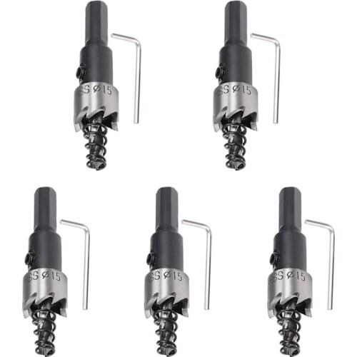 15mm HSS Drill Bit Hole Saw for Stainless Steel Metal Alloy Wood 5 Pcs