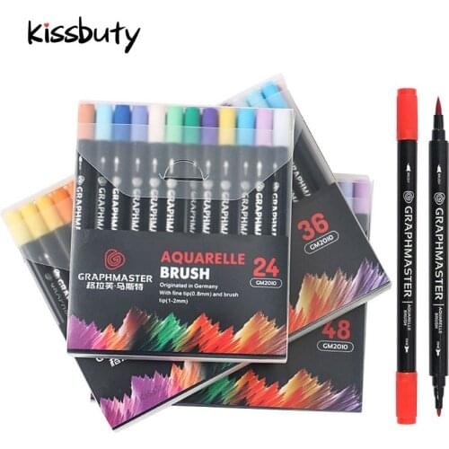 24/36/48 Colors Double Head Multifunction Soft Head Art Marker Pen Comic Coloring Watercolor Pens School Graffiti Stationery
