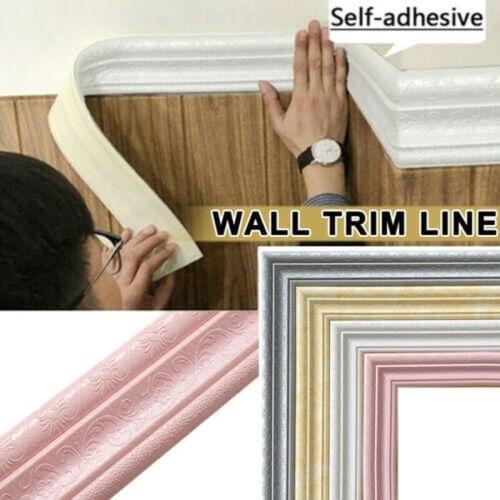 3D Foam Wall Stickers Waterproof Self-Adhesive Wallpaper Border Wall Decor Removable Sticker Wall Trim Line Stickers Decorations