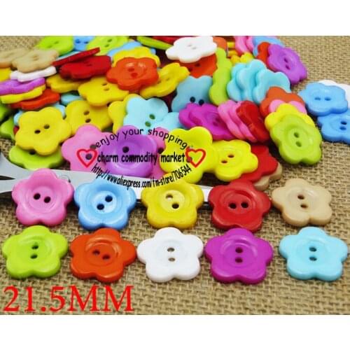 50PCS 21.5MM flower shape colors Dyed Plastic cartoons buttons coat boots sewing clothes accessories P-069