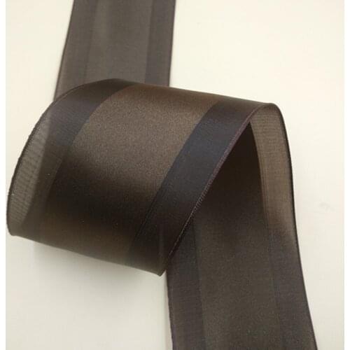 63MM X 25yards roll gift packaging wired ribbon solid brown organza edge satin ribbon