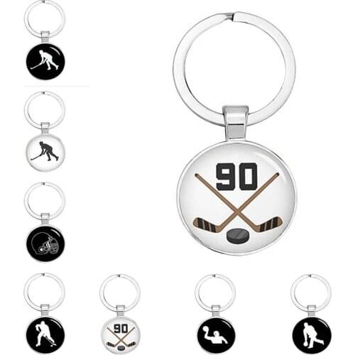 BTWGL 2020 Elegant Ice Hockey Keychain Vintage Style Hockey Players Profile Silhouette Key Chain Sports Jewelry FatherS Gift