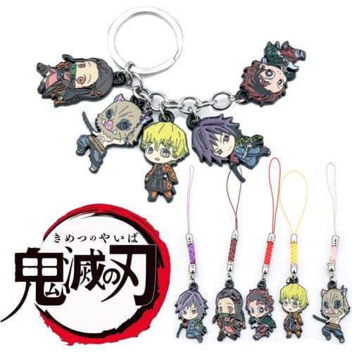 Anime Demon Slayer Charactor Pendant Keyring Men Keychain Comic Kimetsu No Yaiba Metal Key Chain Jewelry Car Key Keychains