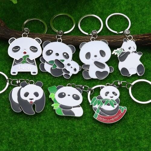 New Cute Creative Cartoon Animal Panda Alloy Key Chain Car Keyring Girls Bag Ornaments Jewelry Accessories Gift