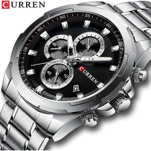 CURREN Luxury Casual Men Watches Military Quartz Male Wristwatch Stainless Steel Waterproof Relogio Masculino Montre Homme