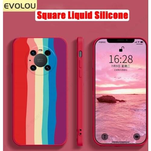 Square Rainbow Liquid Silicone Case for Honor 9X 20S 10i V30 Pro X10 huaiwei P Smart Z Pro Plus y9s p40 p30 lite mate 40 Cover