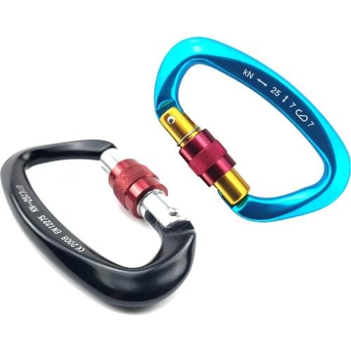 25KN D-Shape Carabiner Aluminum Climbing Hanging Hammock Safety Buckle Mountaineering Hook