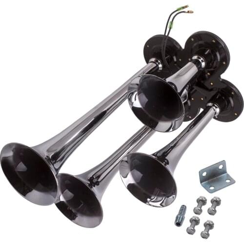 150DB Quad 4 Trumpet Train Air Horn for Car Truck Boat Compact Horn Speaker