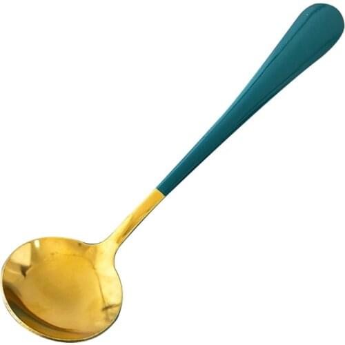 E56C Round Head Coffee Spoons Stainless Steel Mixing Tea Dessert Cake Scoop Honey Dessert Mixing Spoon Multicolor Optional