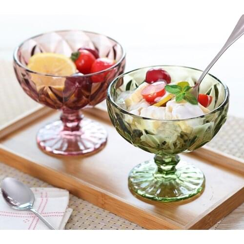 European glass bowl dessert bowl salad bowl high milkshake cup household items tableware