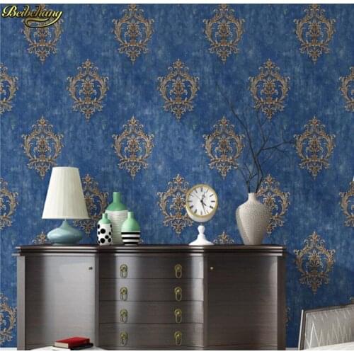 Beibehang European wallpaper self-adhesive retro 3D three-dimensional Damascus wallpaper luxury background wall papel de parede