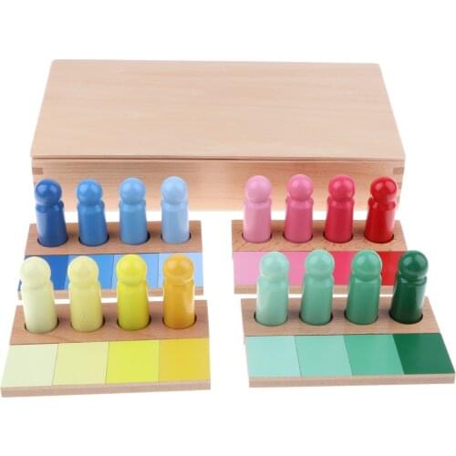 Color Gradient Made of Wood Matching Red Blue Green Yellow Children Learn Montessori
