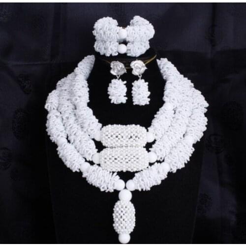 Dudo Women Set 3 Layers Choker Necklace Set Bold Big Design White African Beads Jewellery Accessories 2020 Fashion