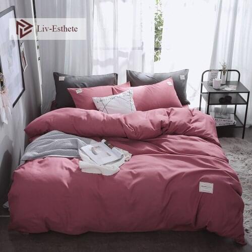 Liv-Esthete Bean Red Luxury Bedding Set Home Duvet Cover Flat Sheet Bedspread Single Double Queen King For Adult Bed Linen