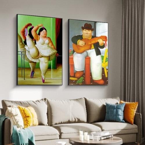Man with a Guitar By Fernando Botero Famous Art Paintings Bailarina Canvas Art Posters And Prints Classical Pictures Home Decor