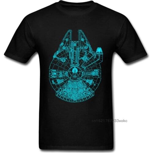 Blue Millennium Falcon Design Tops T Shirt for Men All Cotton Summer Fall Round Collar T-shirts Slim Fit Sweatshirts Discount