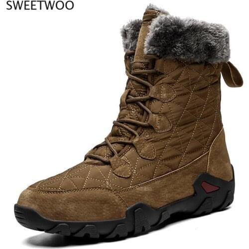 New Winter High Help Men Snow Boots Waterproof Man Boots Man Fur Thick Plush Warm Mens Boots Male Ankle Boots Big Size 38-48