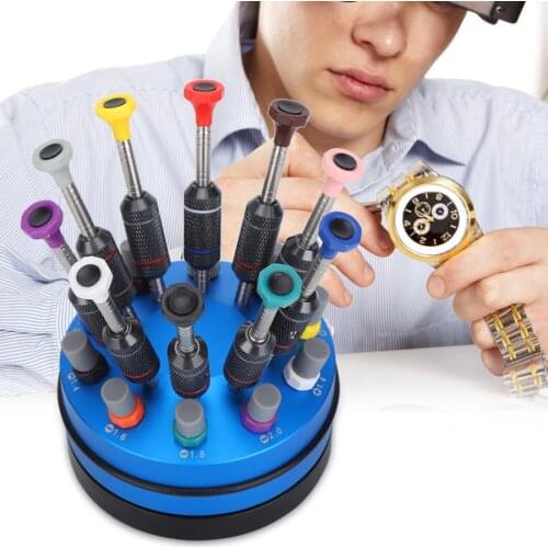 10pcs Professional Watch Screwdriver Kit High Quality Watch Glasses Home Screwdriver Set Watch Repairing Tool with Base New