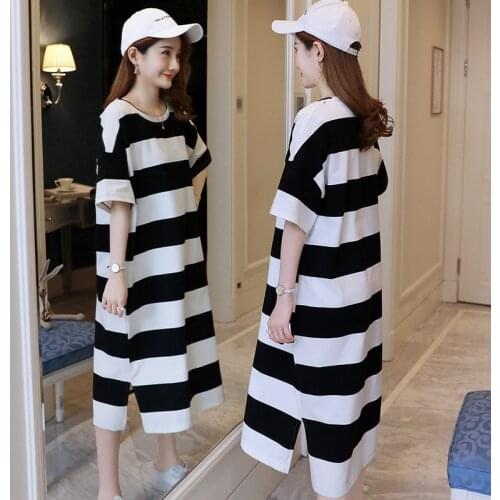 Maternity Clothes Nursing Dress Casual Striped Out Wear for Postpartum Breastfeeding Straight Short Sleeve Pregnancy Clothes