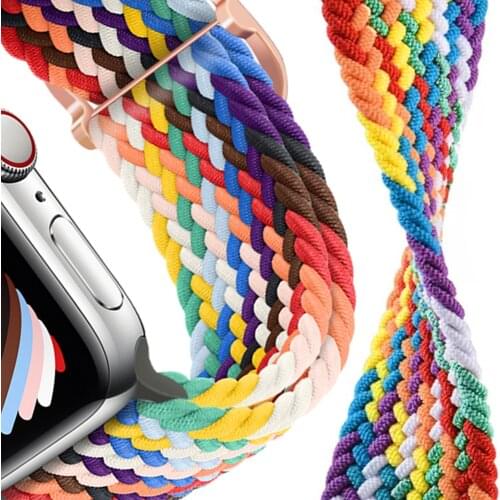 Pride Braided Solo Loop Band For Apple Watch Se Strap 44mm 40mm Elastic Wristband Bracelets on Smartwatch Series 65432 42mm 38mm