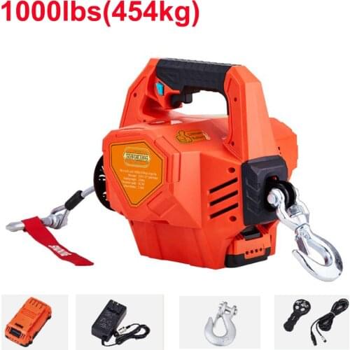 1000lbsPortable Electric Winch Lifting Traction Hoist Electric Hoist Windlass Towing Distance 4.5M With Remote Control