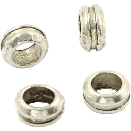 Sale Tibetan Silver Metal Spacer Beads With Slot European Big Hole Charm Fit DIY Bracelet Jewelry Accessories 40pcs