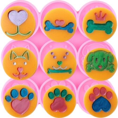 Dog Bone Paws Phone Grip Silicone Mold Pet Dog Tag Badge Reel Craft Keychain Jewelry Epoxy Resin Molds Chocolate Fondant Moulds