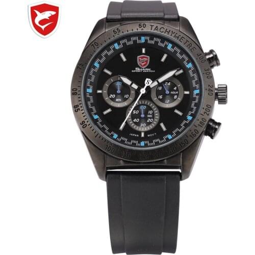 SHARK Sport Watch Tag 6 Hands Auto Date Day Display Black Blue Brand Military Relogio Men Wristwatches Quartz Watch / SH275