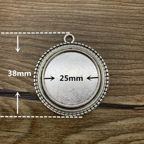 2pcs 25mm Glass Cabochon Alloy Material Cameo Base Setting Jewelry Findings Pendant Bracelet Jewelry Making #0034