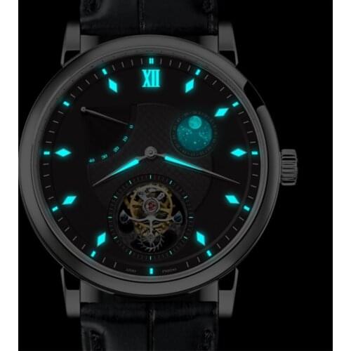 Super BGW9 Luminous Hands Tourbillon Men Watch Original ST8001 Calendar Moon Phase Tourbillon Mens mechanical Watches Alligator