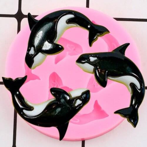 3D Killer Whale Dolphin Silicone Mold Cupcake Topper Fondant Cake Decorating Tools Resin Clay Candy Chocolate Gumpaste Mould