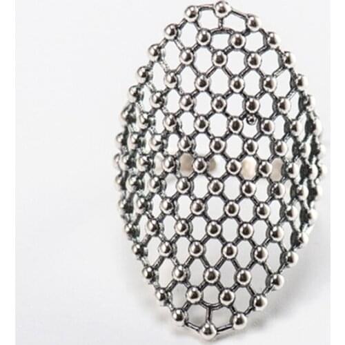 Trendy Mesh Net Authentic 925 Sterling Silver Finger Adjustable Band Rings Women Punk Party Thai Silver Vintage Jewelry